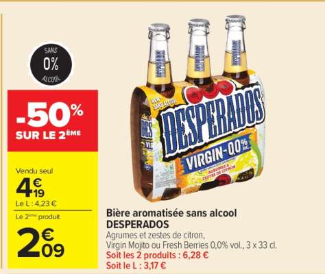 Bière aromatisée sans alcool DESPERADOS