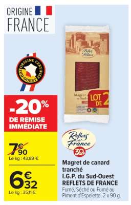 Magret de canard tranché I.G.P. du sud-ouest REFLETS DE FRANCE
