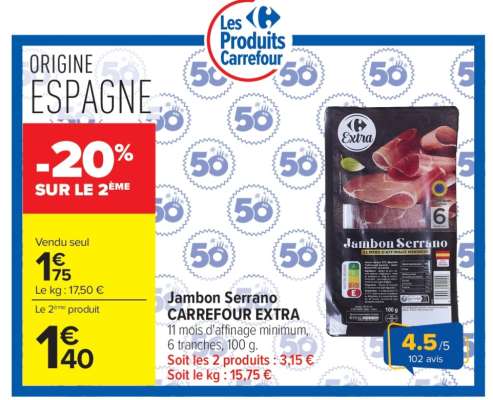 Jambon Serrano CARREFOUR EXTRA