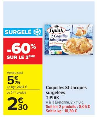 COQUILLES ST JACQUES SURGELEES TIPIAK