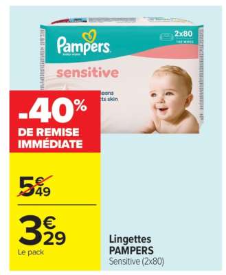 Lingettes PAMPERS Sensitive (2x80)