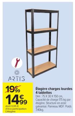 ETAGERE CHARGES LOURDES 4 TABLETTES