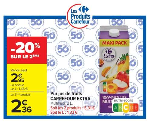 Pur jus de fruits CARREFOUR EXTRA