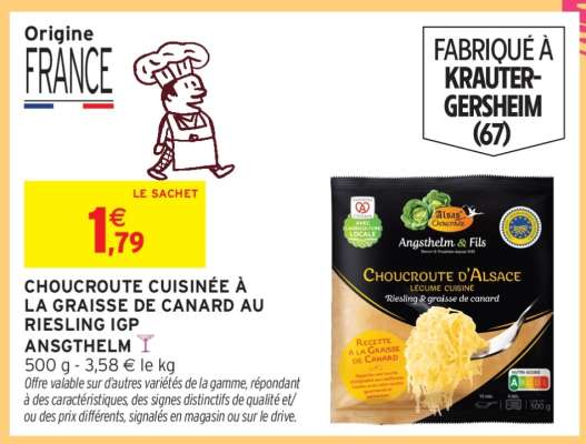 CHOUCROUTE CUISINÉE À LA GRAISSE DE CANARD AU RIESLING IGP ANSGTHELM