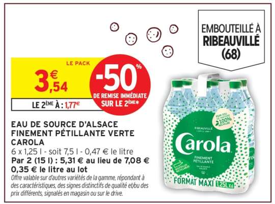 Eau de Source d'Alsace Finement Pétillante Verte Carola