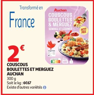 COUSCOUS BOULETTES ET MERGUEZ AUCHAN
