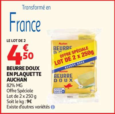 BEURRE DOUX EN PLAQUETTE AUCHAN