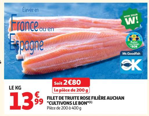 Filet De Truite Rose Filière Auchan "Cultivons Le Bon"