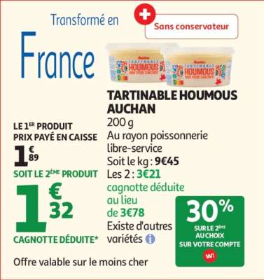 Tartinable Houmous Auchan