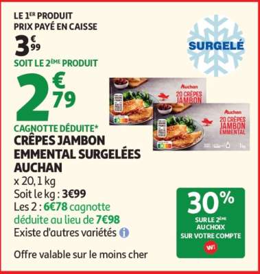 Crêpes Jambon Emmental Surgelées Auchan