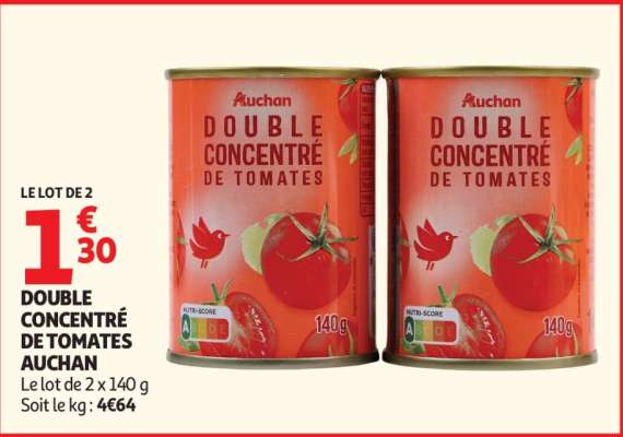 Double Concentré De Tomates Auchan