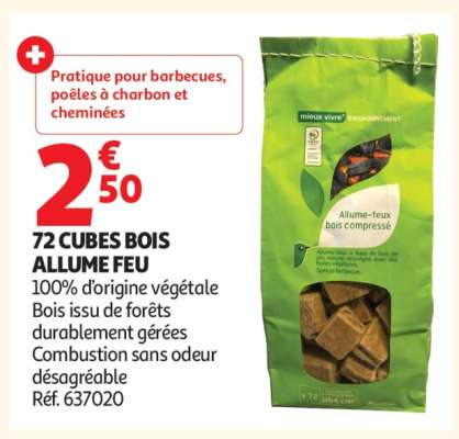 72 CUBES BOIS ALLUME FEU
