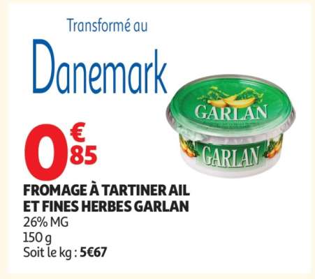 FROMAGE À TARTINER AIL ET FINES HERBES GARLAN