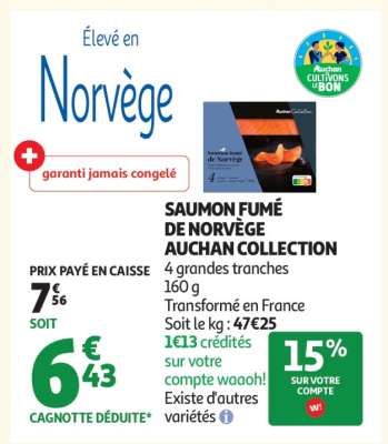 Saumon fumé de Norvège Auchan Collection