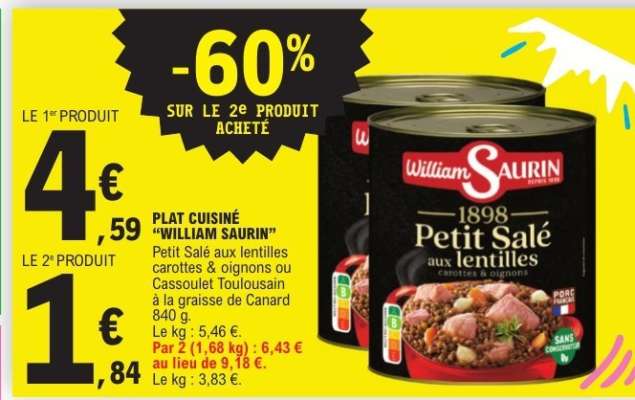PLAT CUISINÉ “WILLIAM SAURIN”