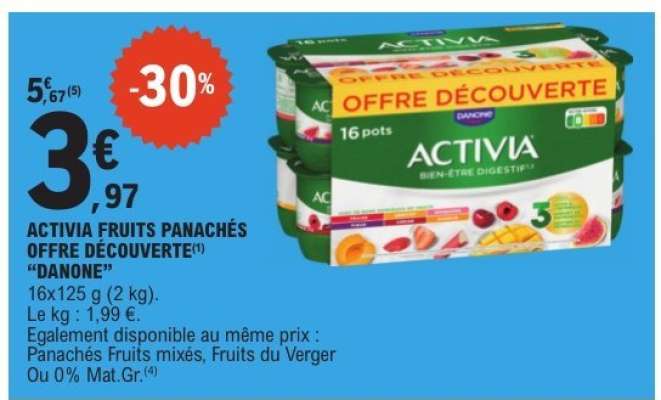 ACTIVIA FRUITS PANACHÉS OFFRE DÉCOUVERTE "DANONE"