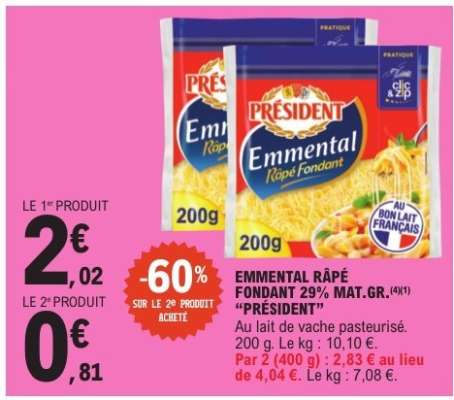 Emmental Râpé Fondant 29% Mat.Gr. 'Président'
