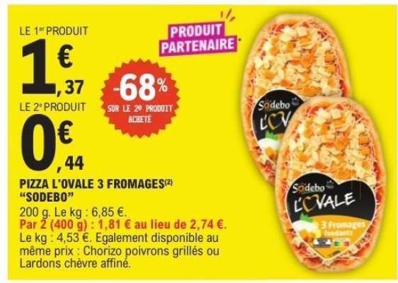 PIZZA L'OVALE 3 FROMAGES "SODEBO"