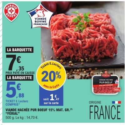 Viande Hachée Pur Boeuf 15% Mat.Gr. 'Férial'