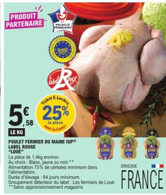 POULET FERMIER DU MAINE IGP LABEL ROUGE 'LOUÉ'