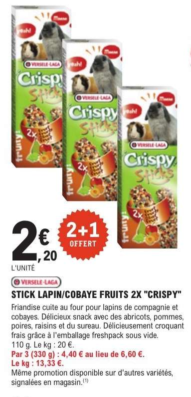 STICK LAPIN/COBAYE FRUITS 2X "CRISPY"