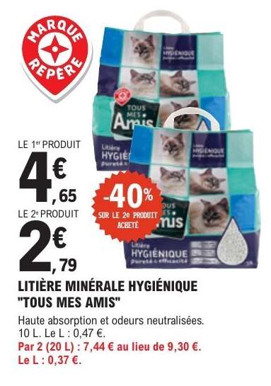 LITIÈRE MINÉRALE HYGIÉNIQUE “TOUS MES AMIS”