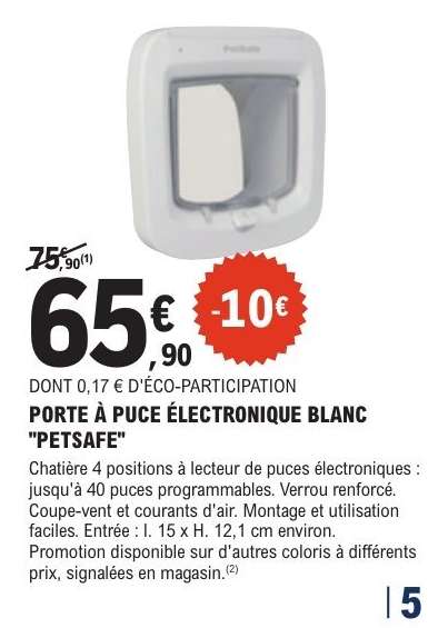 PORTE À PUCE ÉLECTRONIQUE BLANC "PETSAFE"