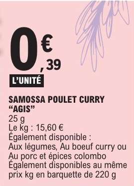 SAMOSSA POULET CURRY “AGIS”