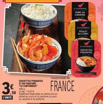 CREVETTES PIQUANTES ET RIZ PARFUME "LE CANTONNAIS"