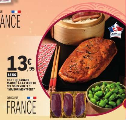 FILET DE CANARD MARINÉ À LA FLEUR DE SEL SOUS VIDE X 3 "MAISON MONTFORT"