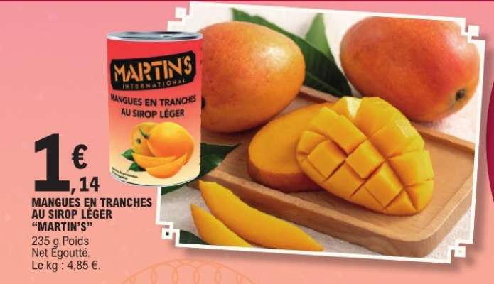 MANGUES EN TRANCHES AU SIROP LÉGER "MARTIN'S"
