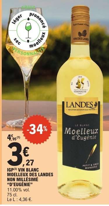 IGP(3) VIN BLANC MOELLEUX DES LANDES NON MILLÉSIME “D’EUGÉNIE”
