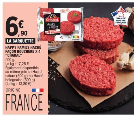 HAPPY FAMILY HACHÉ FAÇON BOUCHÈRE X 4 “CHARAL”