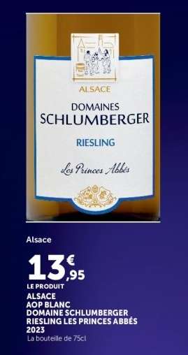 ALSACE AOP BLANC DOMAINE SCHLUMBERGER RIESLING LES PRINCES ABBÉS 2023