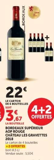 Bordeaux Supérieur AOP Rouge Château Les Gravettes 2018