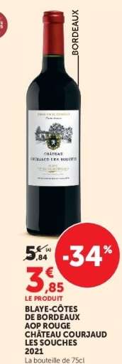 Blaye-Côtes de Bordeaux AOP Rouge Château Courjaud Les Souches 2021