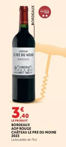 BORDEAUX AOP ROUGE CHÂTEAU LE PRE DU MOINE 2023