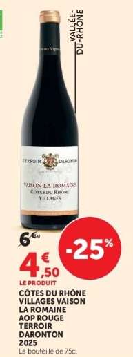 CÔTES DU RHÔNE VILLAGES VAISON LA ROMAINE AOP ROUGE TERROIR DARONTON 2025