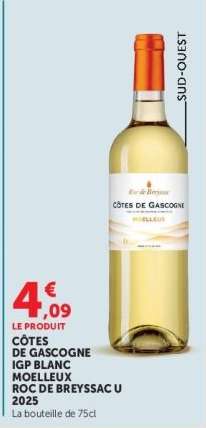 CÔTES DE GASCOGNE IGP BLANC MOELLEUX ROC DE BREYSSAC U 2025