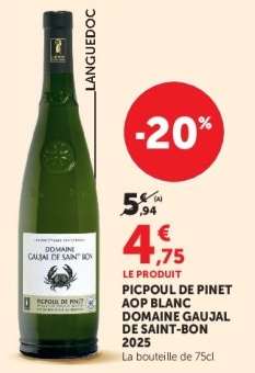 Picpoul de Pinet AOP Blanc Domaine Gaujal de Saint-Bon 2025
