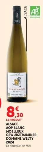 ALSACE AOP BLANC MOELLEUX GEWURZTRAMINER DOMAINE WELTY 2024