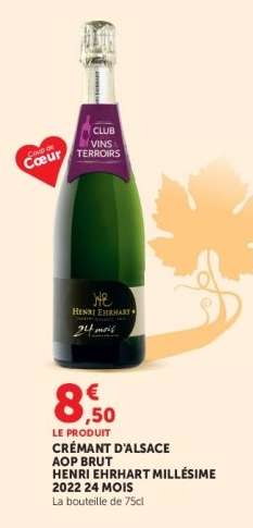 CRÉMANT D'ALSACE AOP BRUT HENRI EHRHART MILLÉSIME 2022 24 MOIS