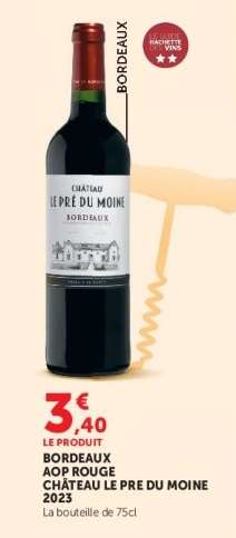 BORDEAUX AOP ROUGE CHÂTEAU LE PRE DU MOINE 2023