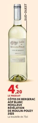 CÔTES DE BERGERAC AOP BLANC MOELLEUX RÉVÉLATION DE MOULIN-POUZY 2025