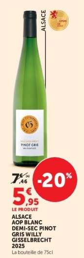 ALSACE AOP BLANC DEMI-SEC PINOT GRIS WILLY GISSELBRECHT 2025