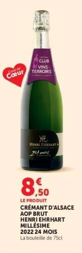 CRÉMANT D'ALSACE AOP BRUT HENRI EHRHART MILLÉSIME 2022 24 MOIS