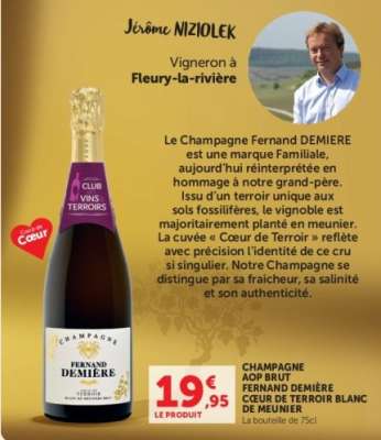 CHAMPAGNE AOP BRUT FERNAND DEMIÈRE CŒUR DE TERROIR BLANC DE MEUNIER