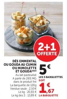 DÉS EMMENAL OU GOUDA AU CUMIN OU MIMOLETTE ET GOUDA