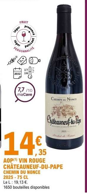 AOP VIN ROUGE CHÂTEAUNEUF-DU-PAPE CHEMIN DU NONCE 2025 - 75 CL