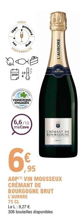 AOP VIN MOUSSEUX CRÉMANT DE BOURGOGNE BRUT L'AURORE